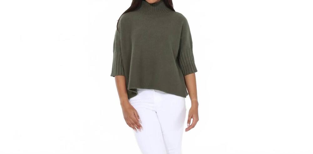 NEW RAIN + ROSE natasha classic knit sweater top in olive